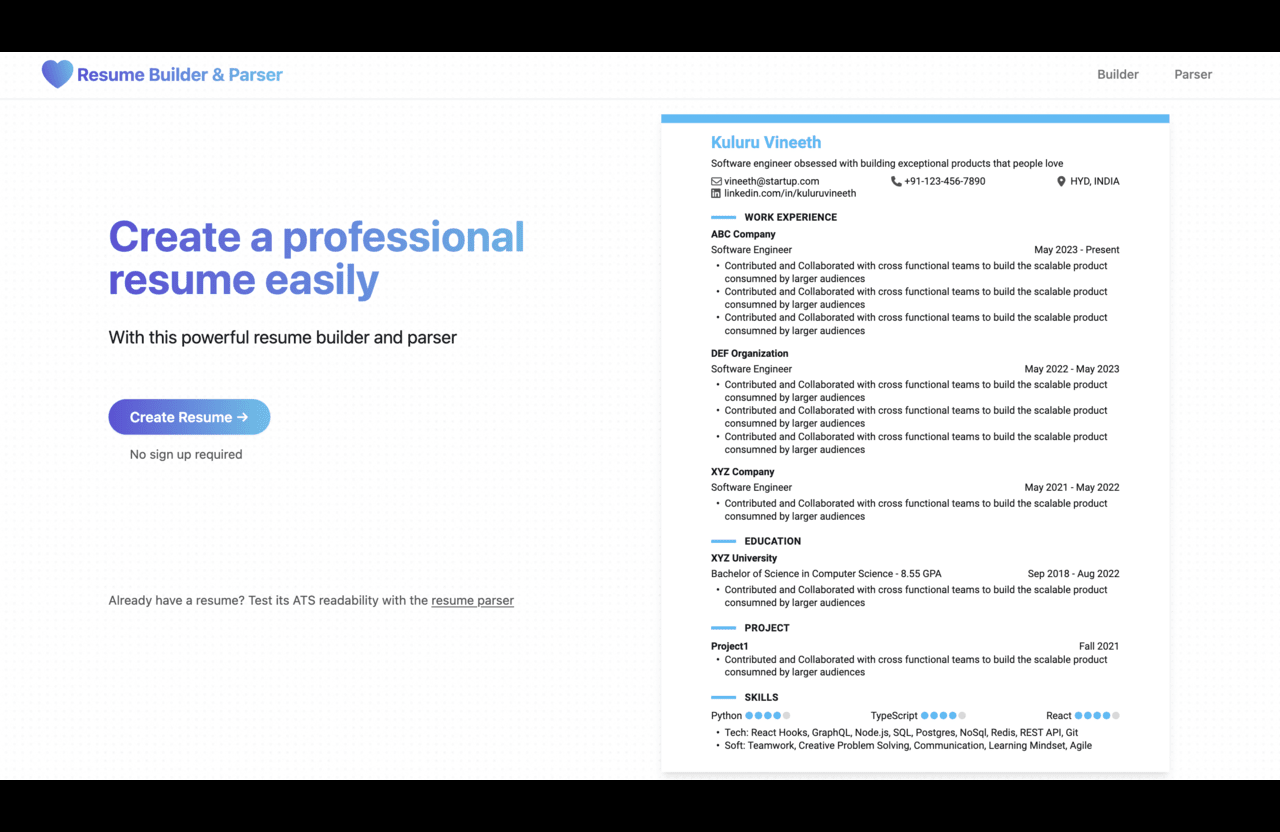 Resume Builder & Parser